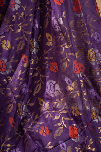 Uppada Silk All Over Jamdani Jaal Violet Saree
