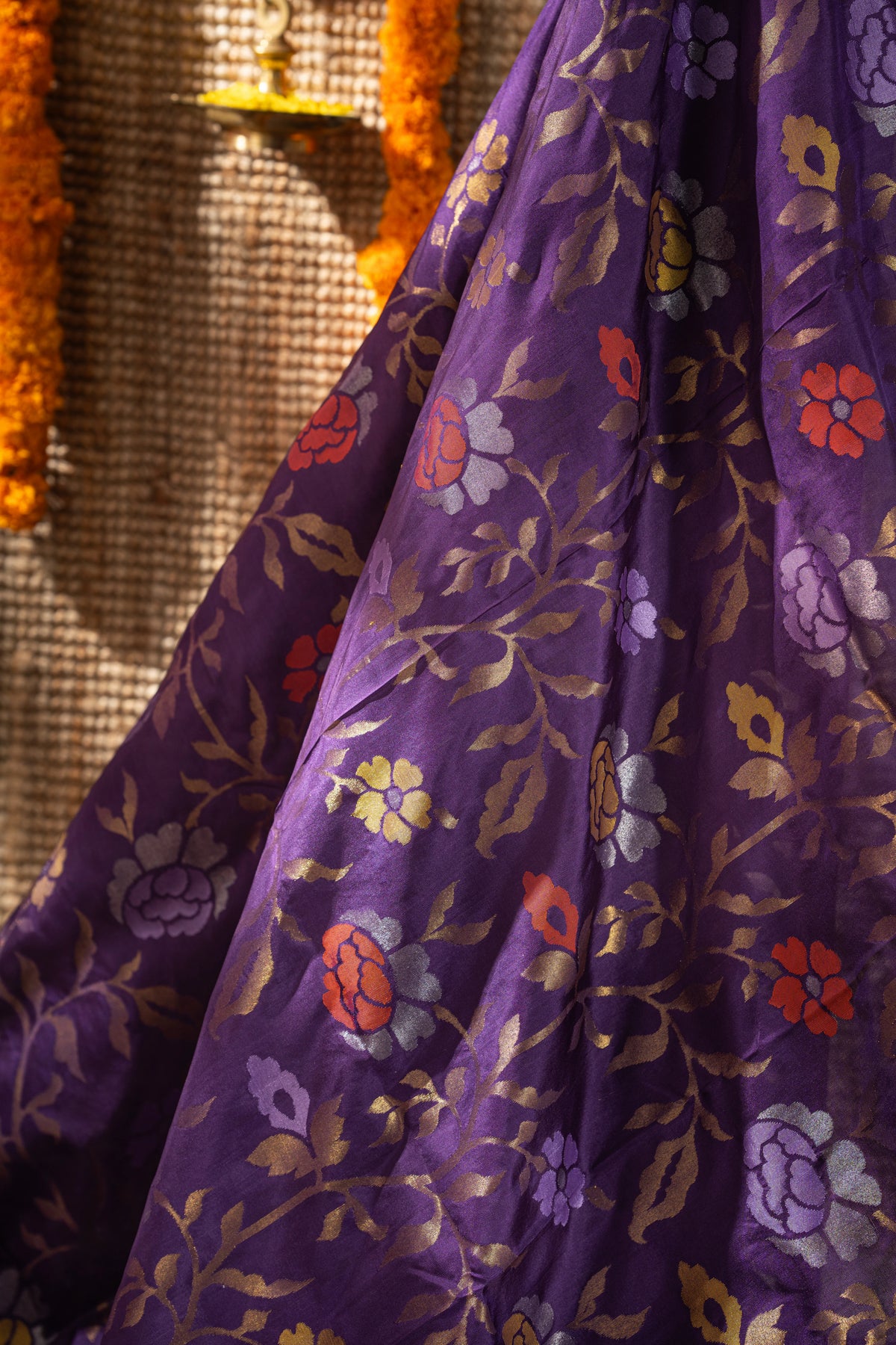 Uppada Silk All Over Jamdani Jaal Violet Saree