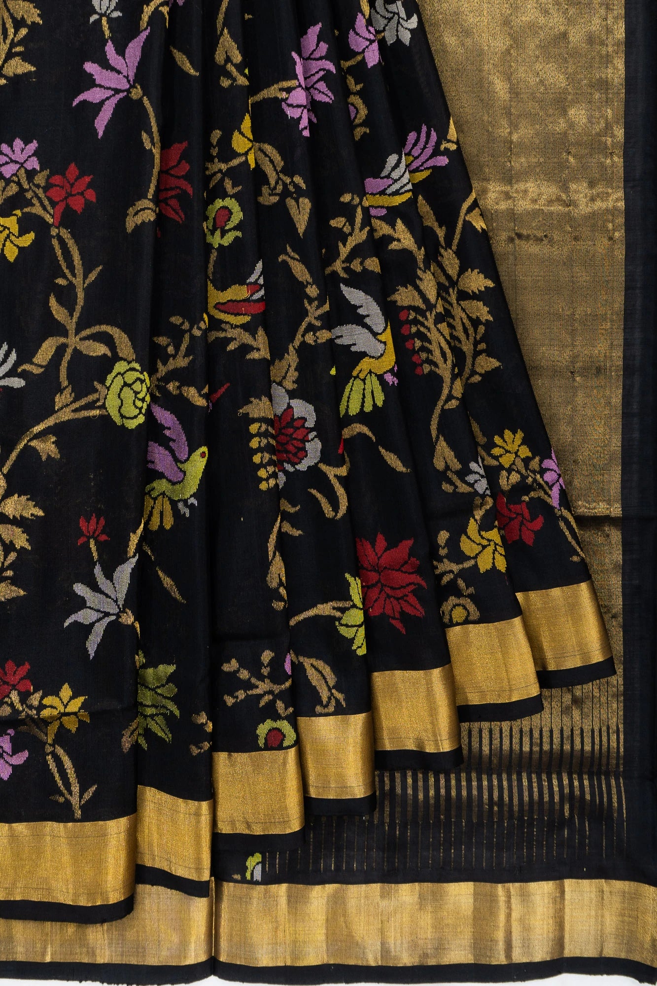 Uppada Silk All Over Jamdani Jaal Black Saree