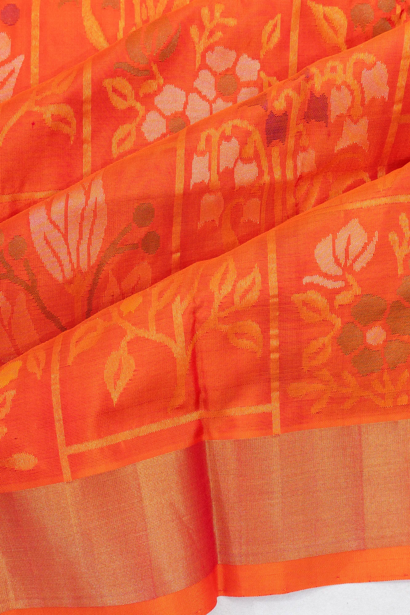 Uppada Silk All Over Jamdani Jaal Orange Saree