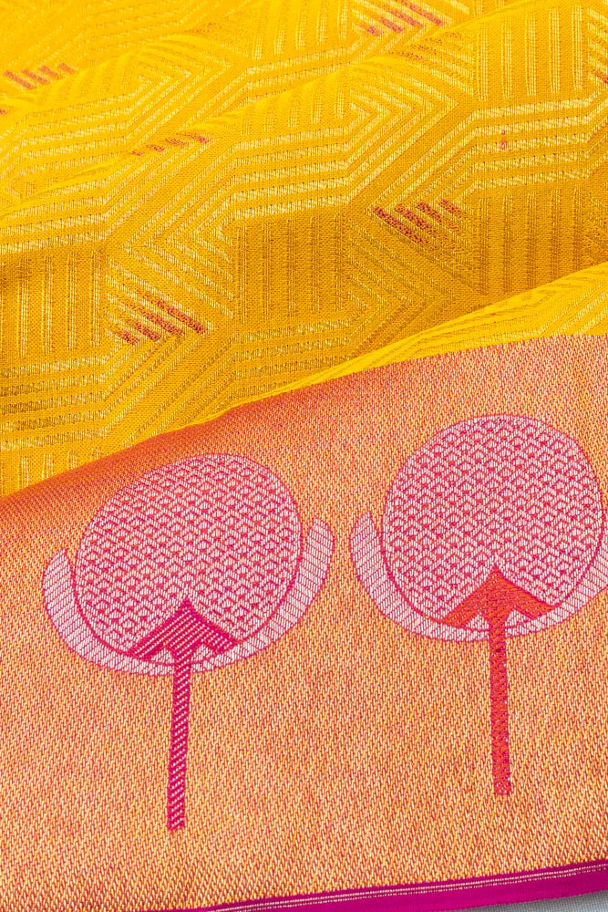 Taranga Kanchi Silk Geometrical Brocade Yellow Saree