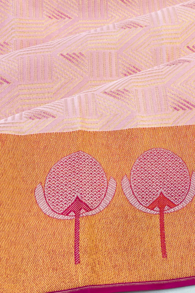 Taranga Kanchi Silk Geometrical Brocade Baby Pink Saree