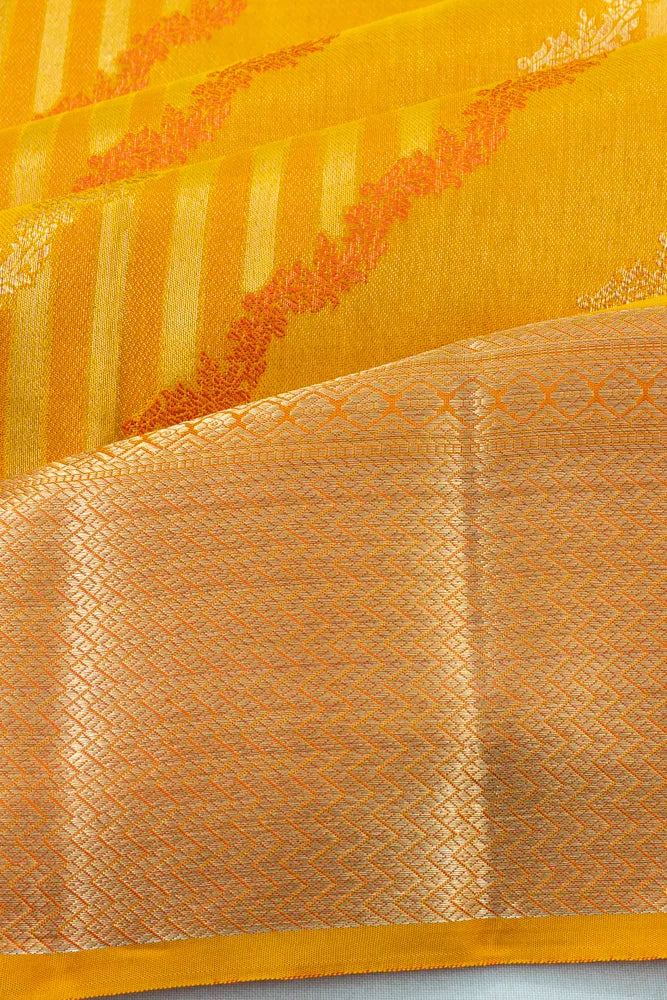 Taranga Kanchi Silk Jaal Yellow Saree
