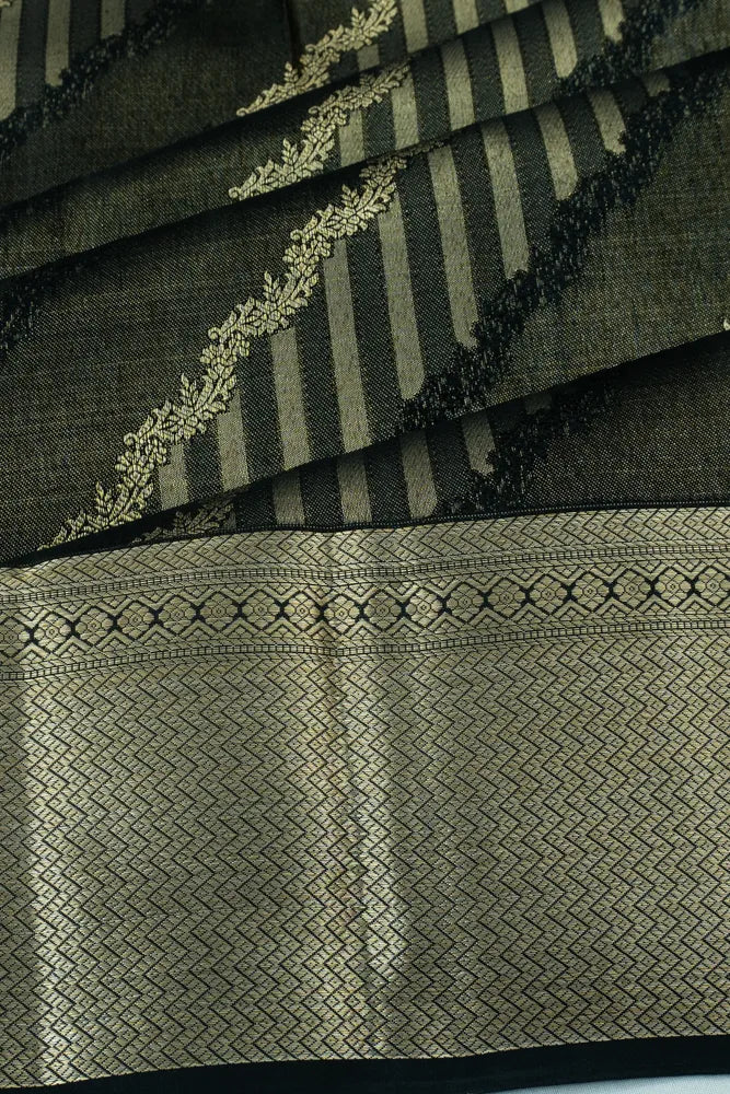 Taranga Kanchi Silk Jaal Black Saree