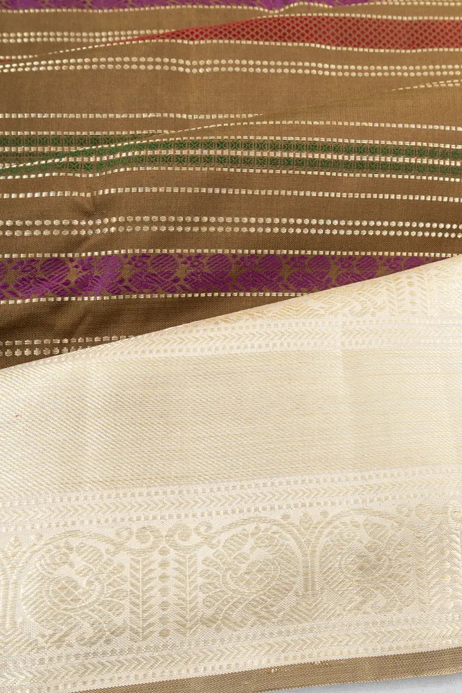 Classic Kanchipuram Silk Brocade Brown Saree