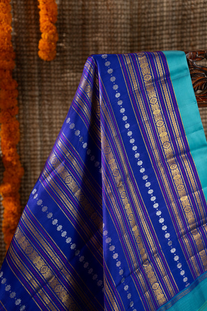 Kanchipuram Silk Brocade Blue Saree