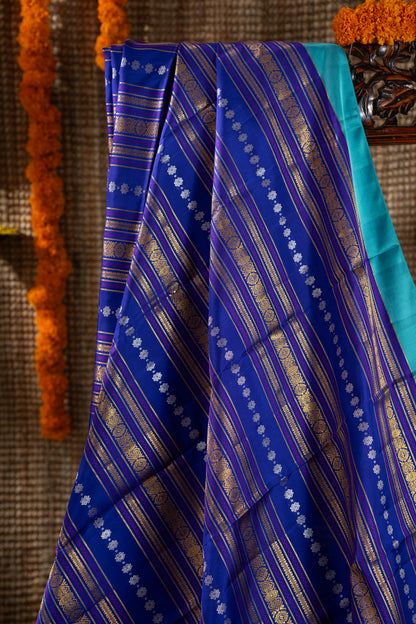 Kanchipuram Silk Brocade Blue Saree