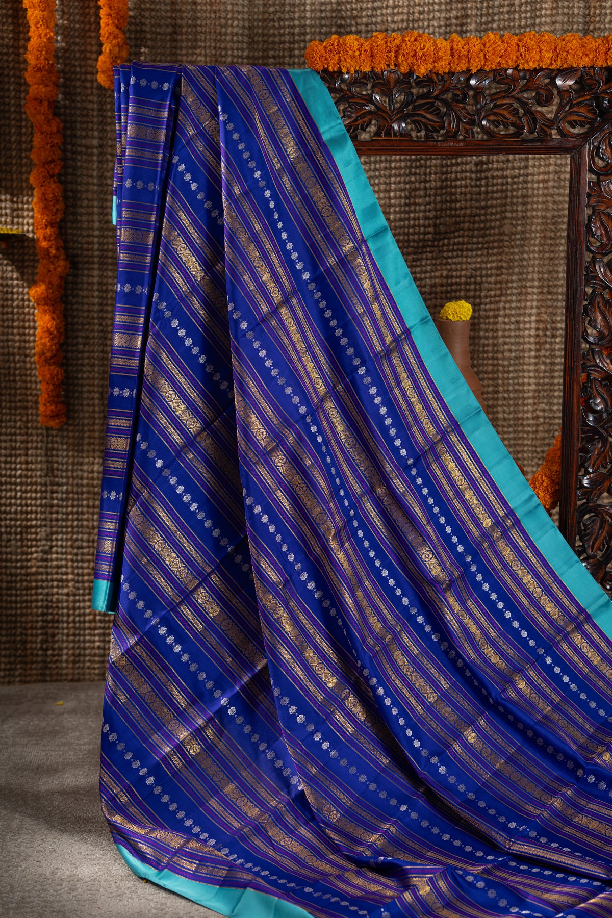 Kanchipuram Silk Brocade Blue Saree