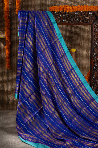 Kanchipuram Silk Brocade Blue Saree