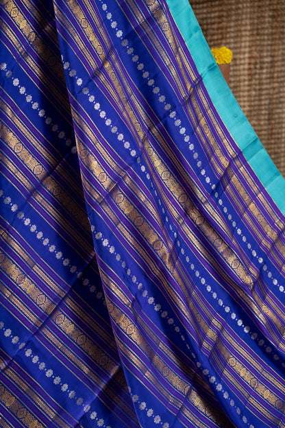 Kanchipuram Silk Brocade Blue Saree