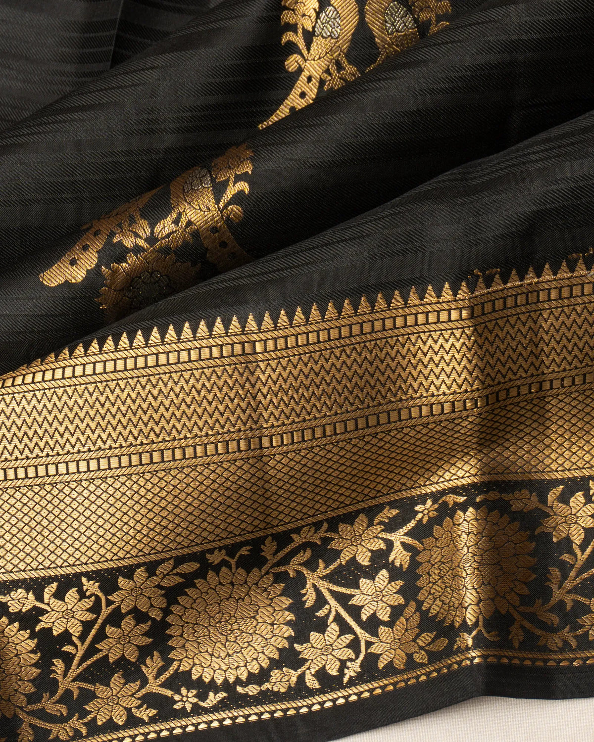 Taranga Kanchi Silk Butta Black Saree
