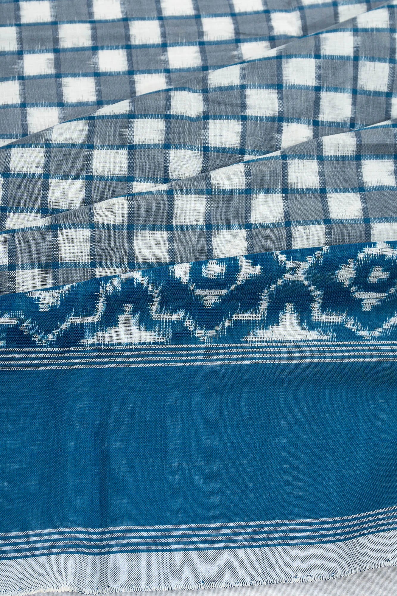 Pochampally Cotton Double Ikat White Saree