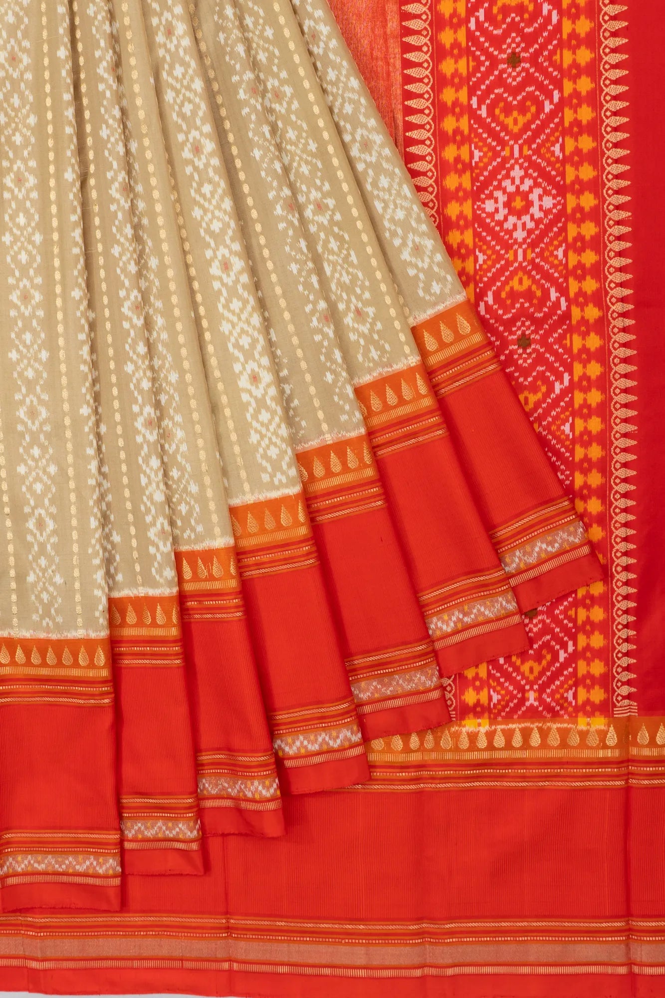 Pochampally Silk Ikat Beige Saree