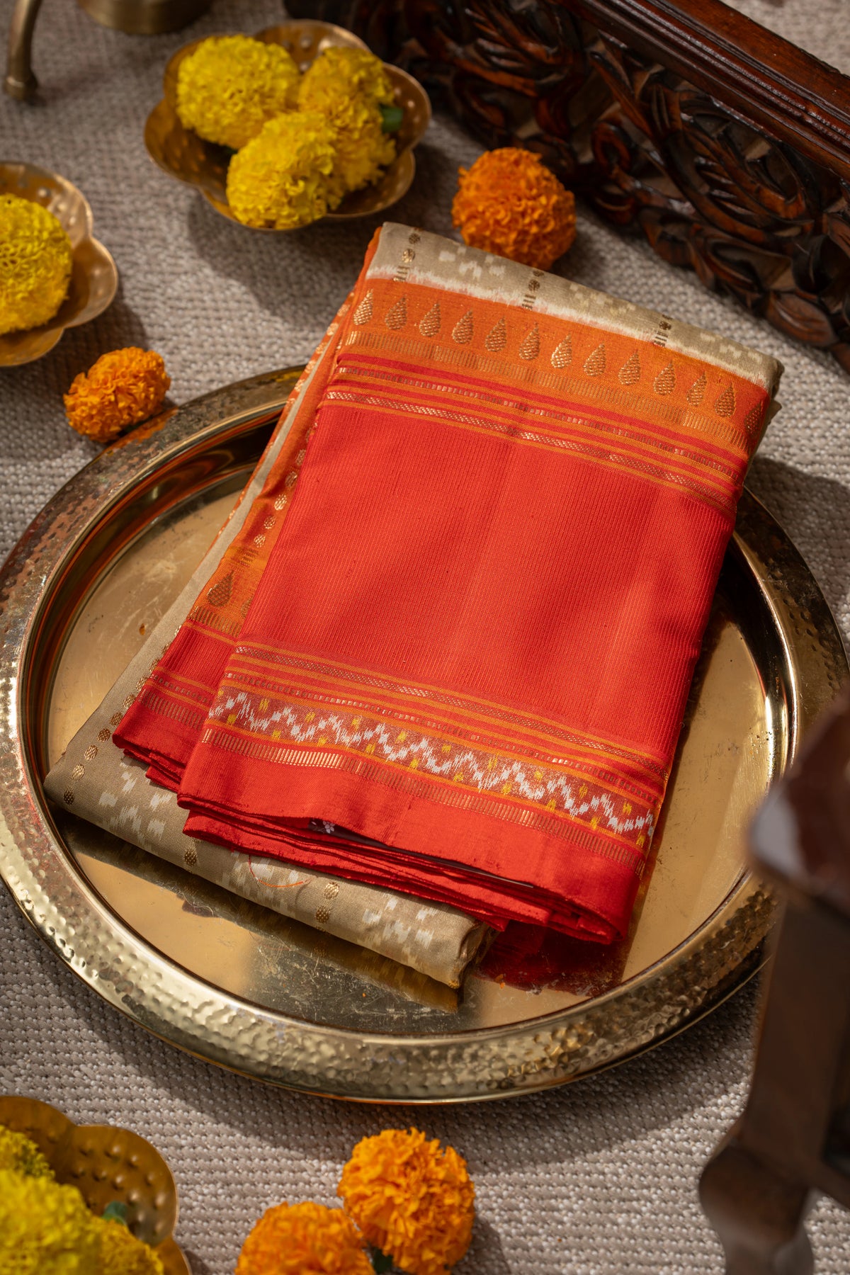 Pochampally Silk Ikat Beige Saree