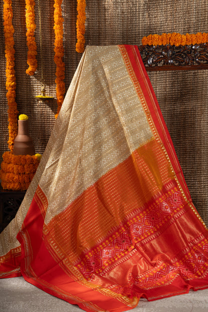 Pochampally Silk Ikat Beige Saree