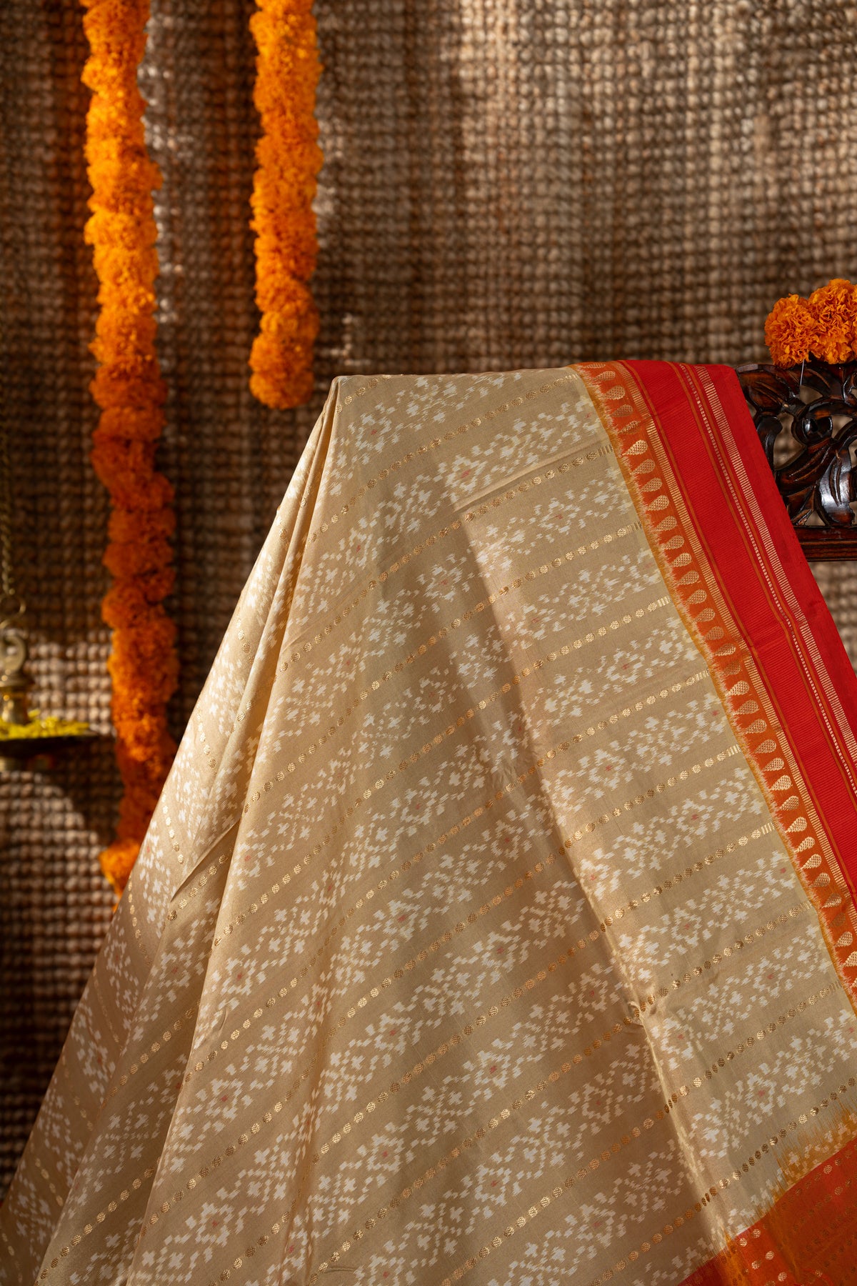 Pochampally Silk Ikat Beige Saree