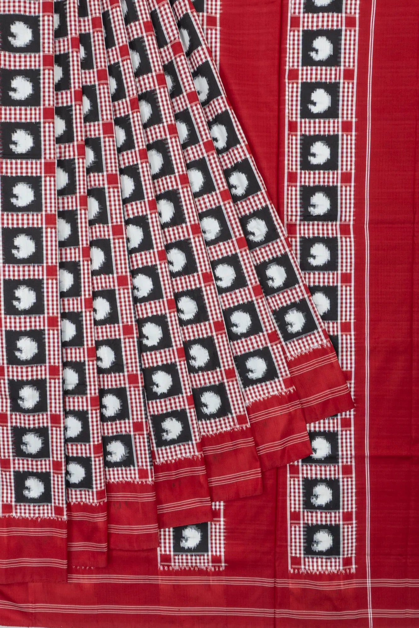 Telia Rumal Natural Dye Pochampally Cotton Double Ikat Black Saree