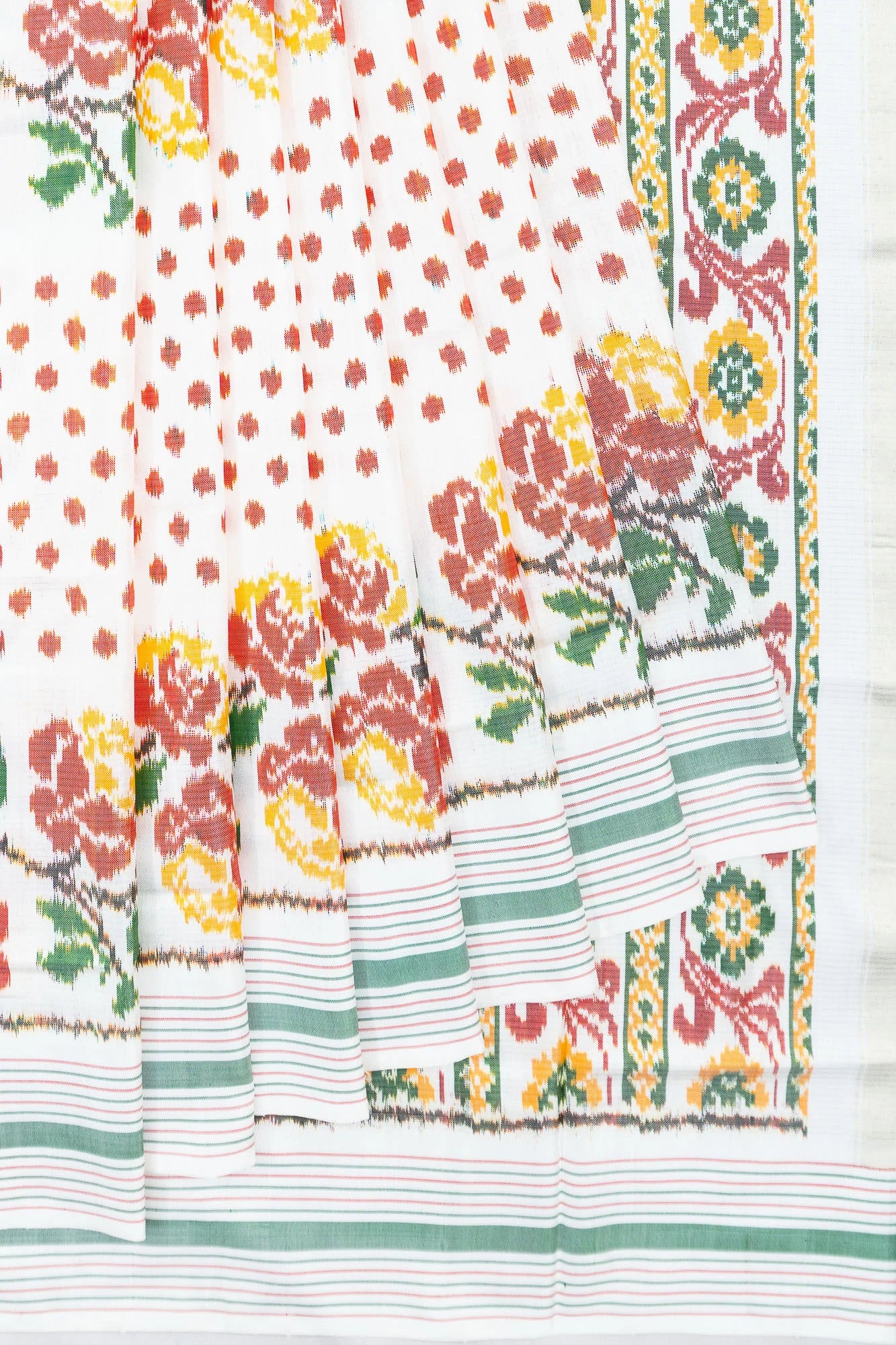 Pochampally Silk Ikat White Saree