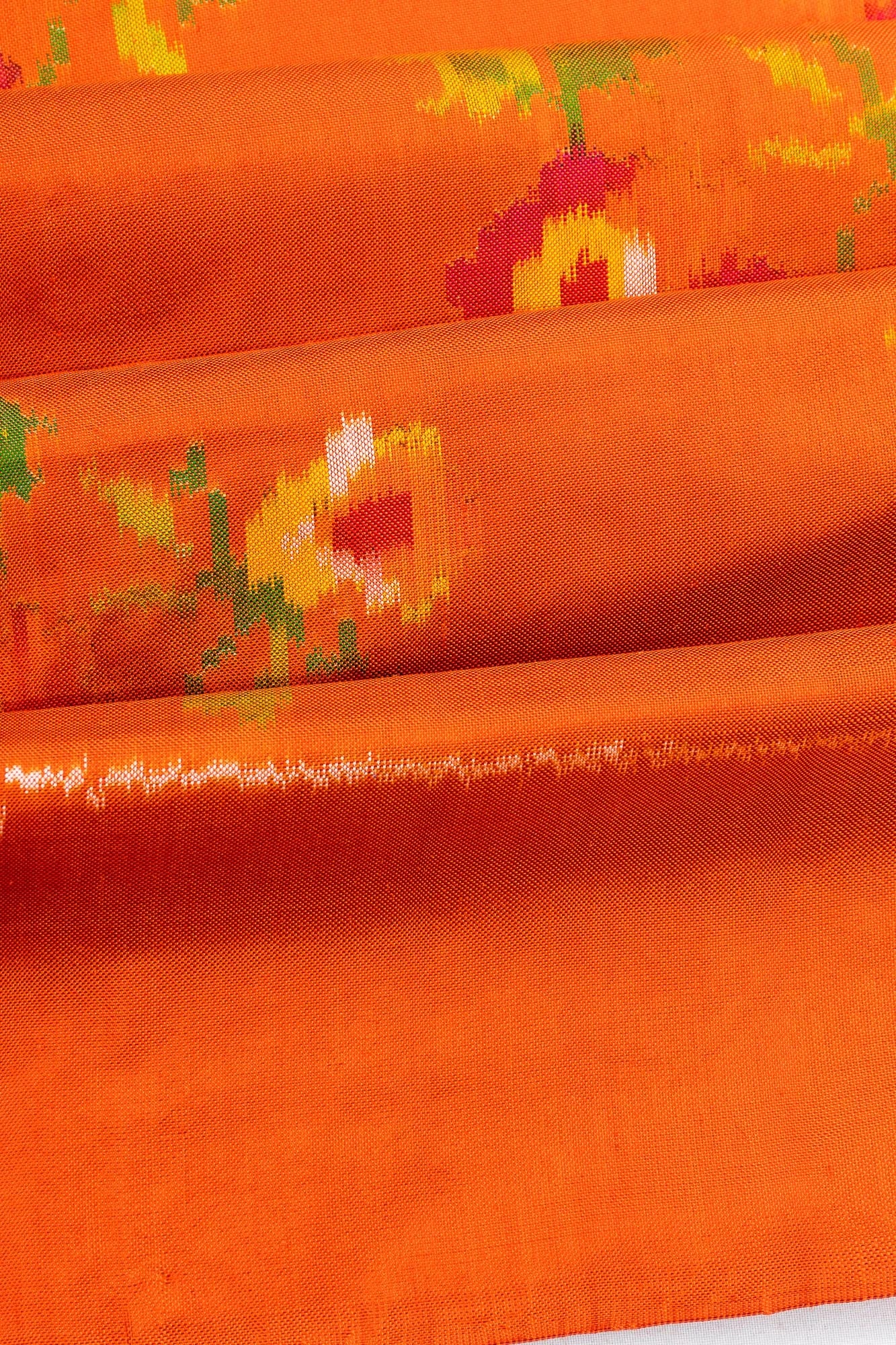 Pochampally Silk Ikat Orange Saree
