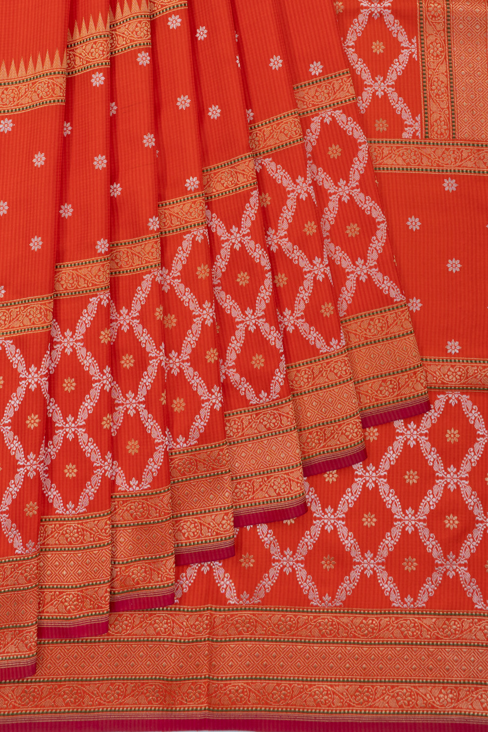 Banarasi Silk Butta Orange Saree