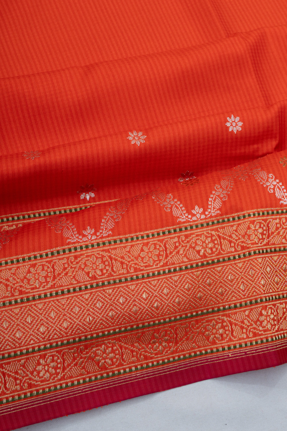 Banarasi Silk Butta Orange Saree