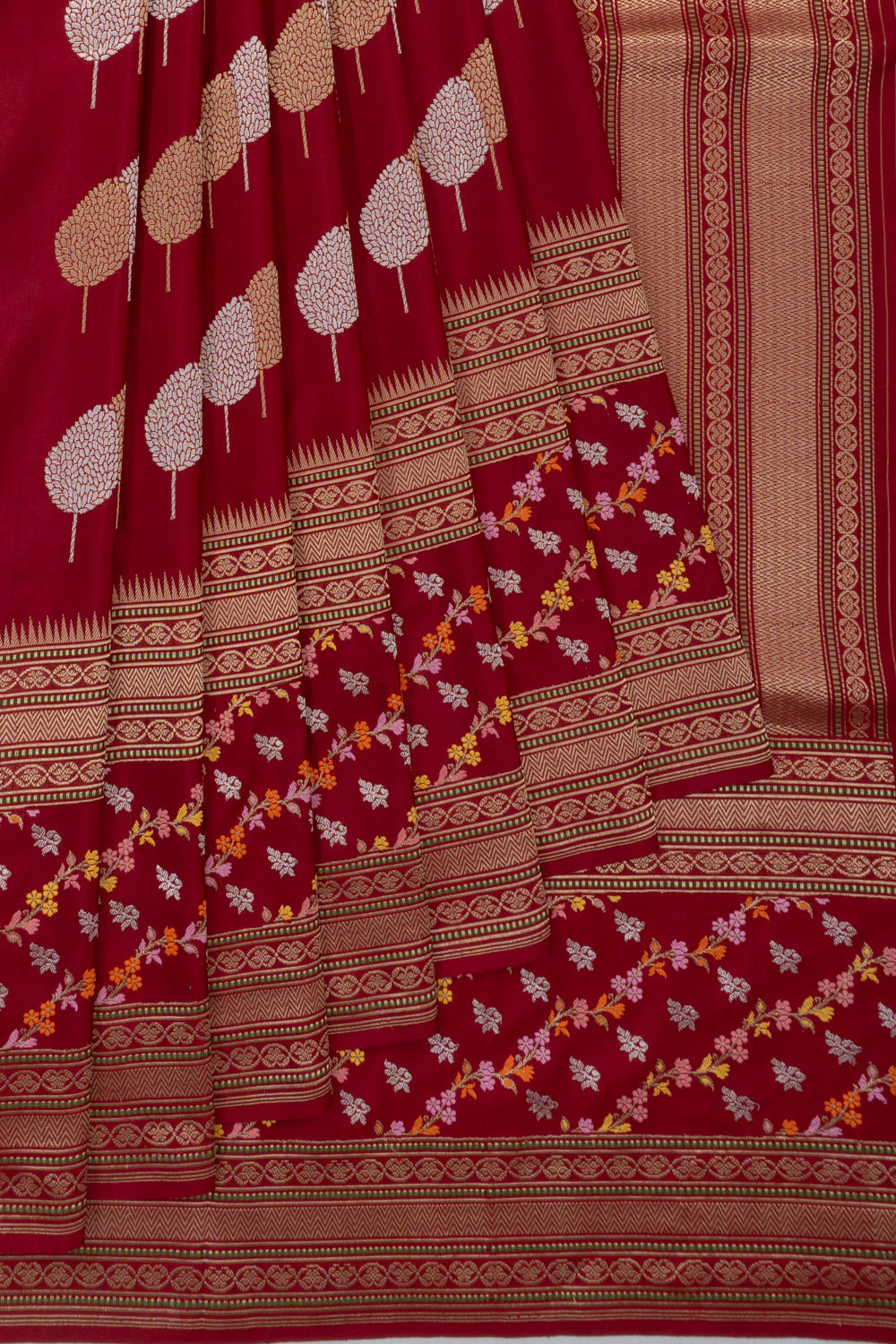 Banarasi Silk Butta Red Saree