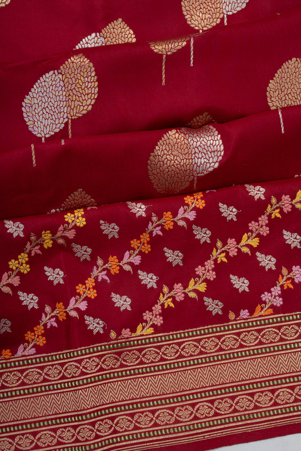 Banarasi Silk Butta Red Saree