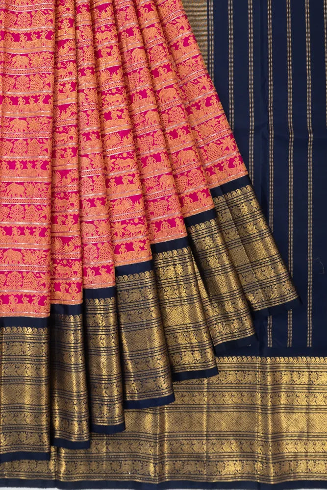 Kanchipuram Silk Brocade Pink Saree