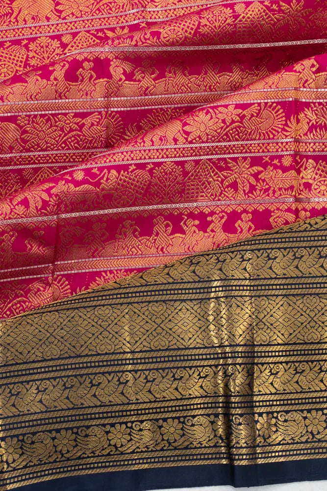 Kanchipuram Silk Brocade Pink Saree