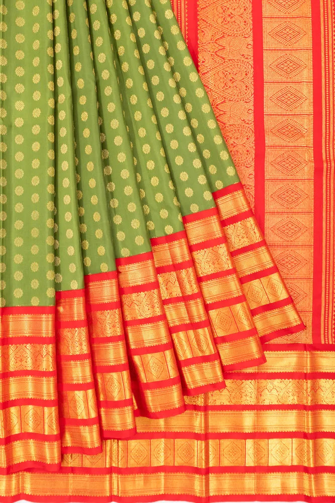 Kanchipuram Silk Brocade Green Saree