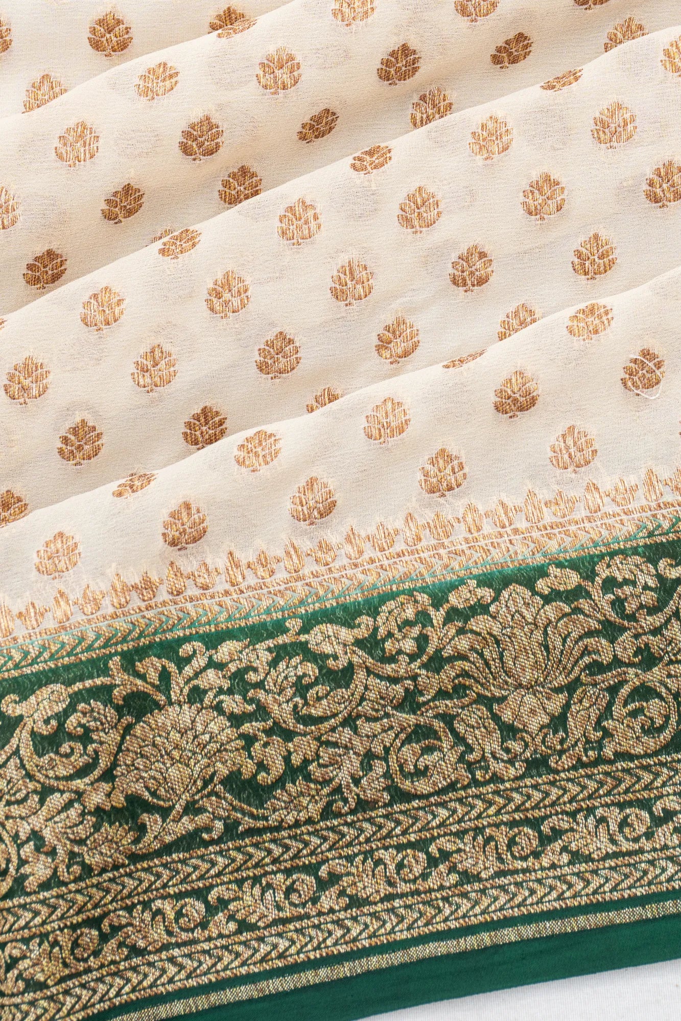 Banarasi Georgette Brocade Off White Saree