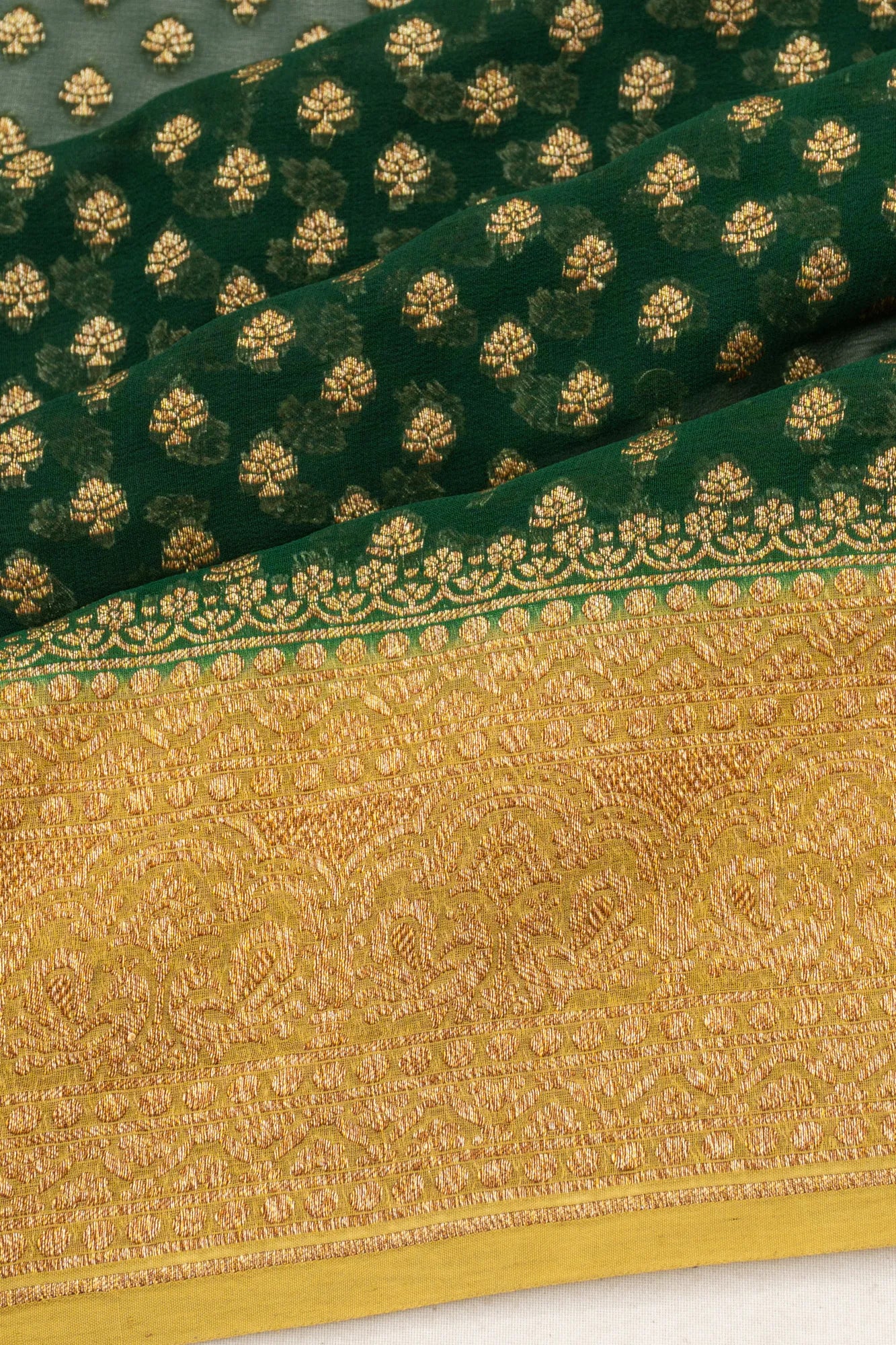 Banarasi Georgette Brocade Green Saree