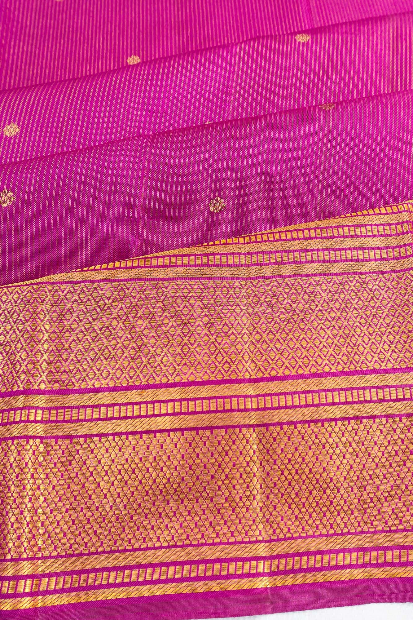 Kanchipuram Silk Lines And Butta Purple Saree