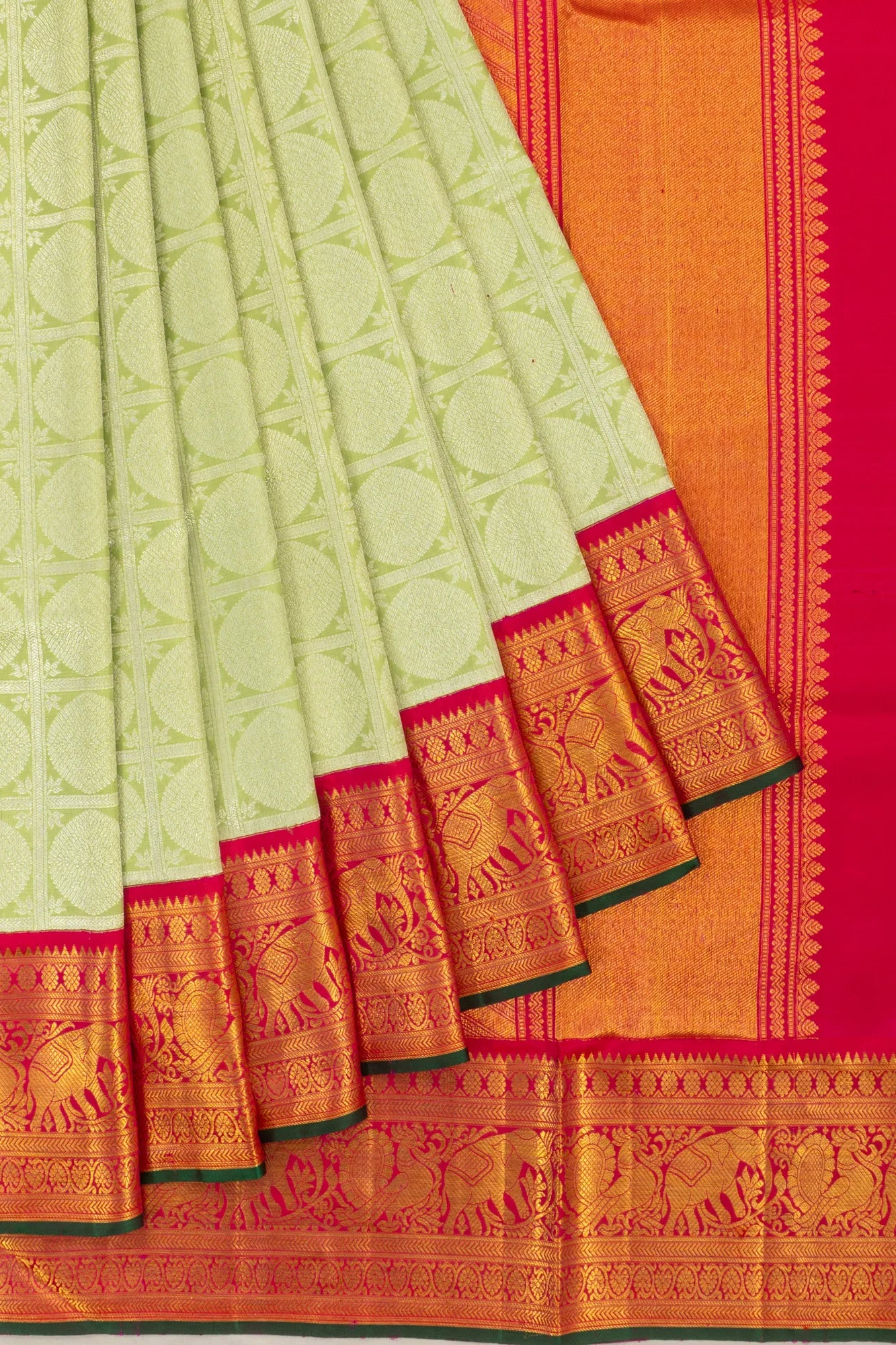 Kanchipuram Silk Brocade Pastel Green Saree
