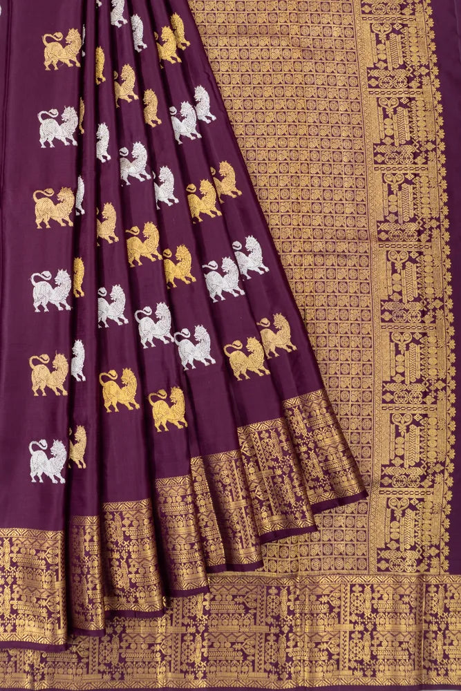 Kanchipuram Silk Twill Butta Purple Saree