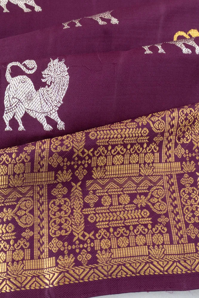 Kanchipuram Silk Twill Butta Purple Saree