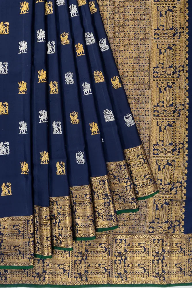Kanchipuram Silk Twill Butta Dark Blue Saree