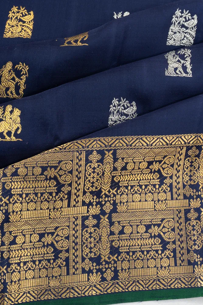 Kanchipuram Silk Twill Butta Dark Blue Saree