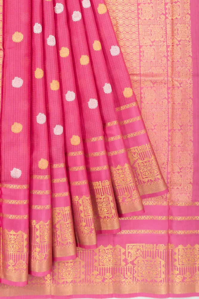 Kanchipuram X Kota Cotton Butta Pink Saree