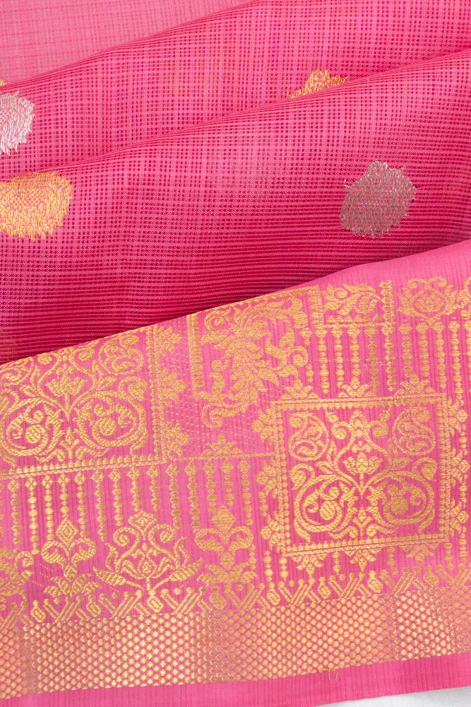Kanchipuram X Kota Cotton Butta Pink Saree