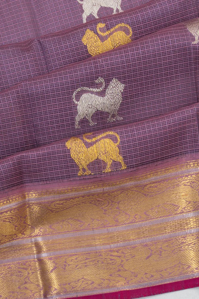 Kanchipuram X Zari Kota Silk Butta Purple Saree