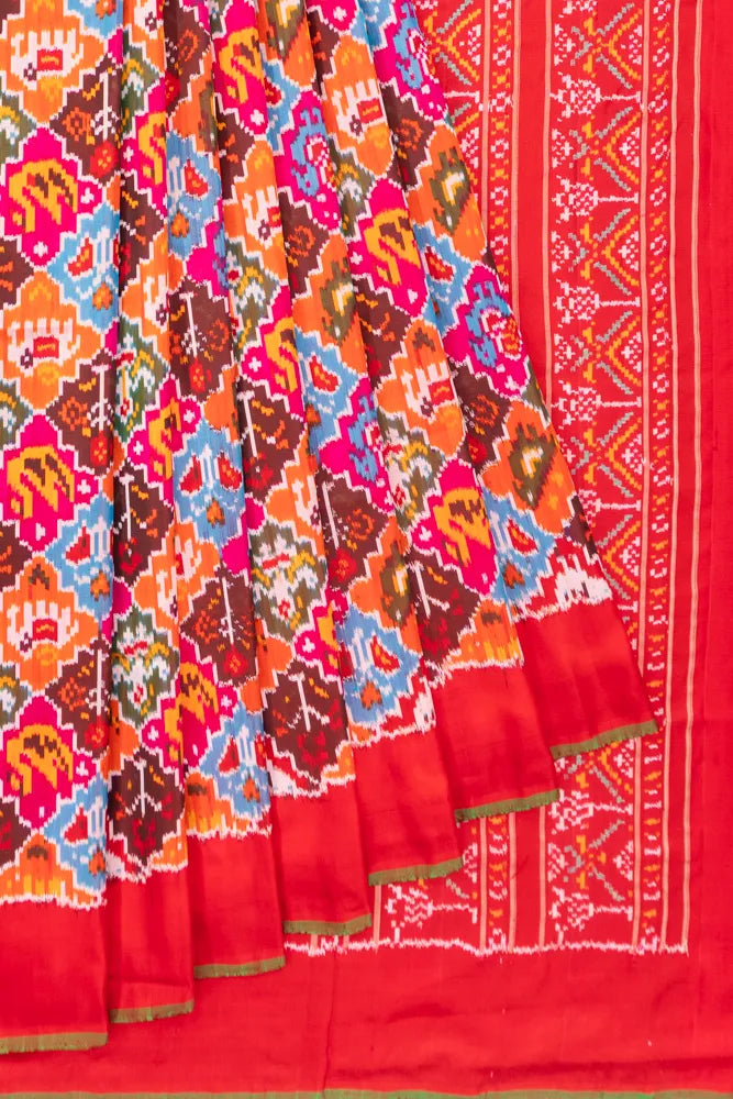 Semi Patan Silk Ikat Multicolour Saree
