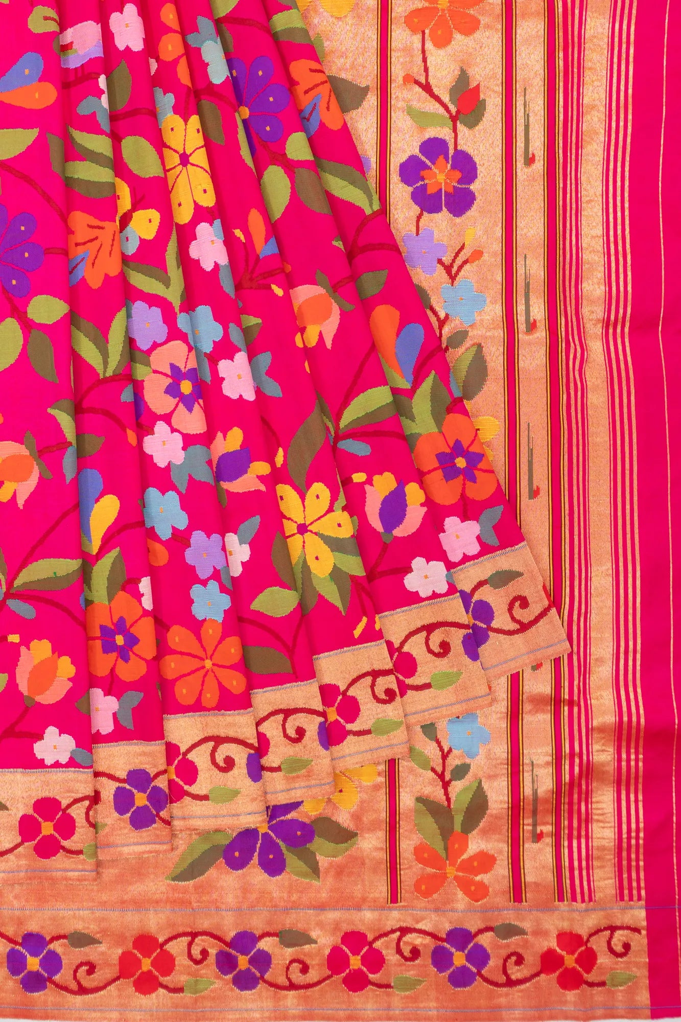 Paithani Silk All Over Jaal Pink Saree