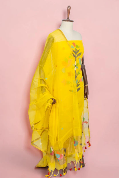 Phulia Cotton Jamdani Butta Yellow Salwar Suit Set