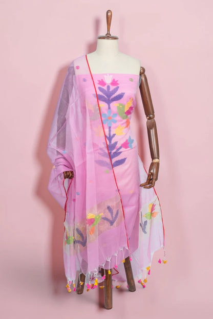 Phulia Cotton Jamdani Butta Baby Pink Salwar Suit Set