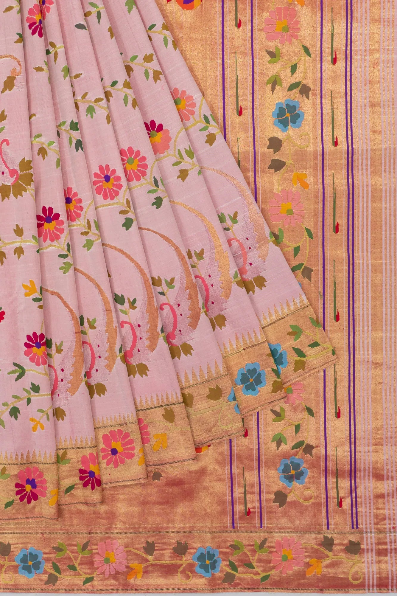 Paithani Silk All Over Jaal Baby Pink Saree