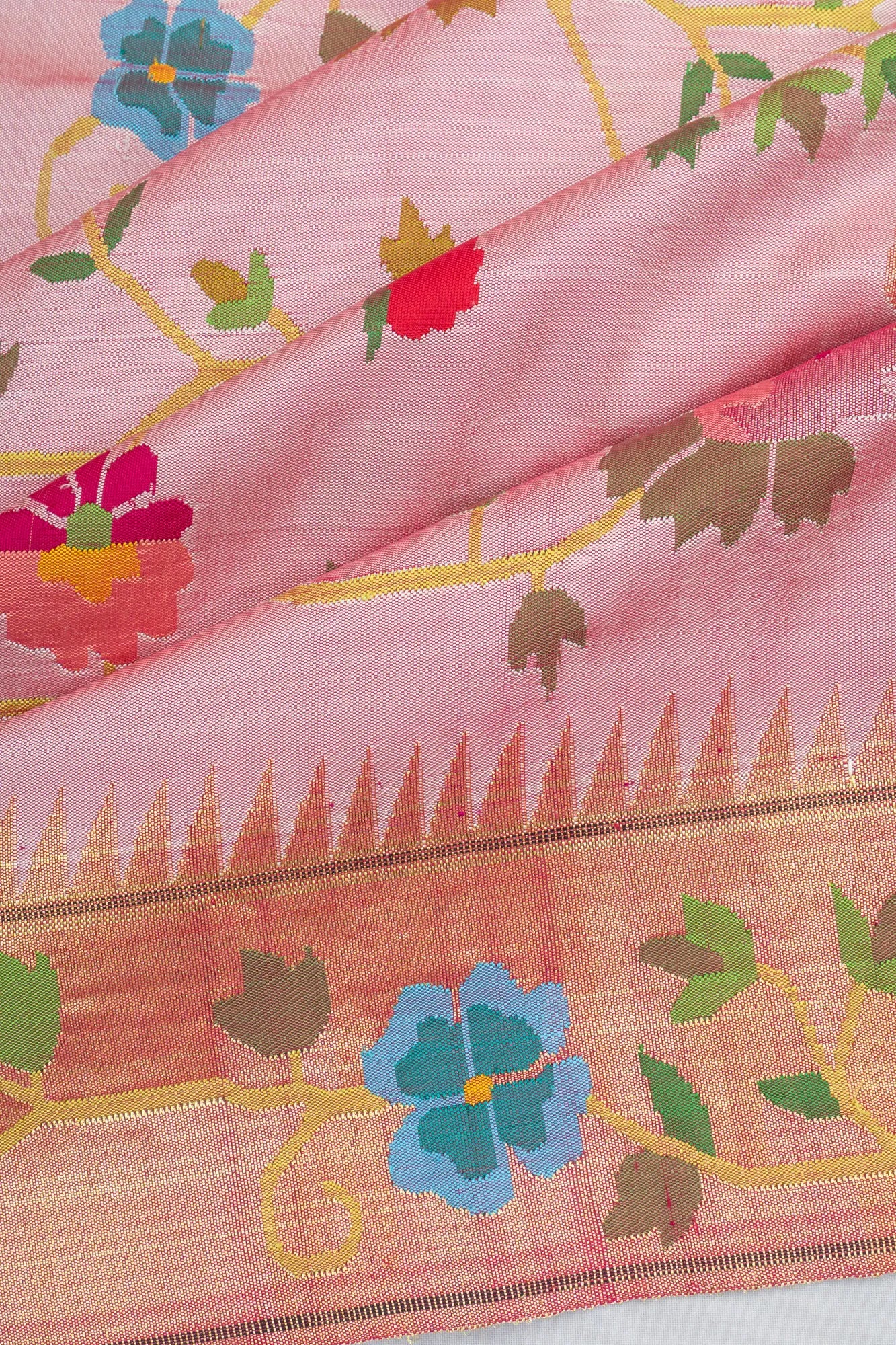 Paithani Silk All Over Jaal Baby Pink Saree