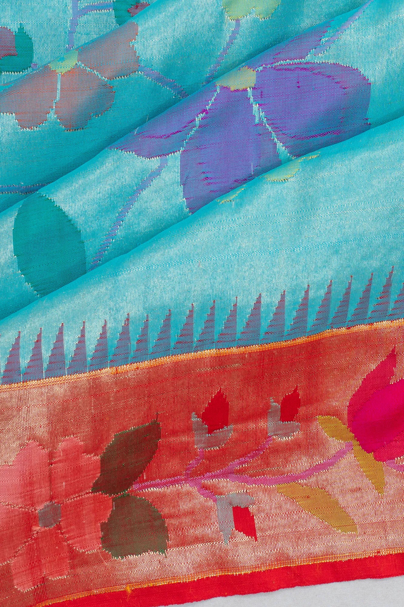 Paithani Silk Tissue All Over Jaal Sky Blue Saree