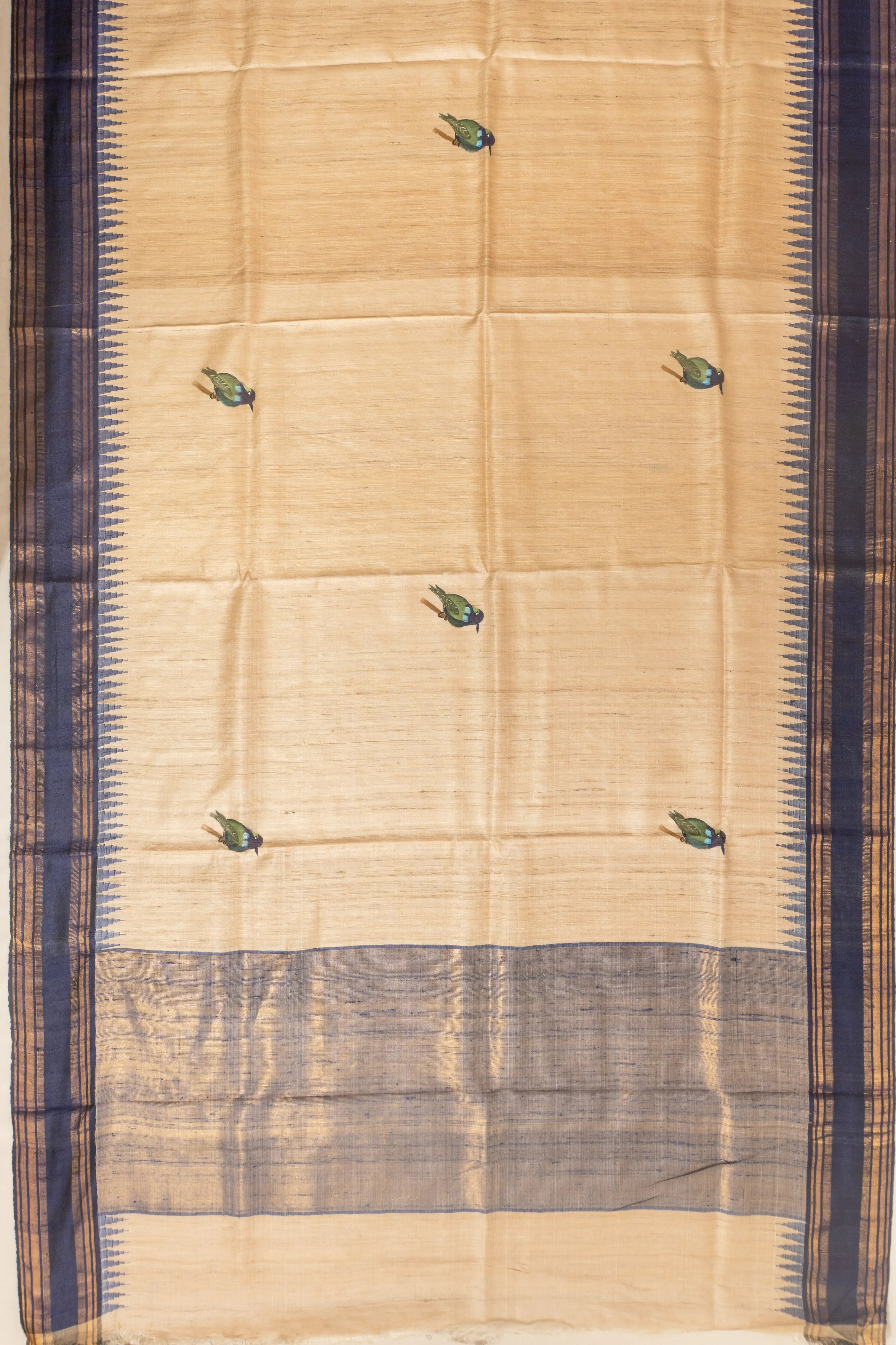 Tussar Printed Sandal Brown Saree With Gift Box And Rakhi