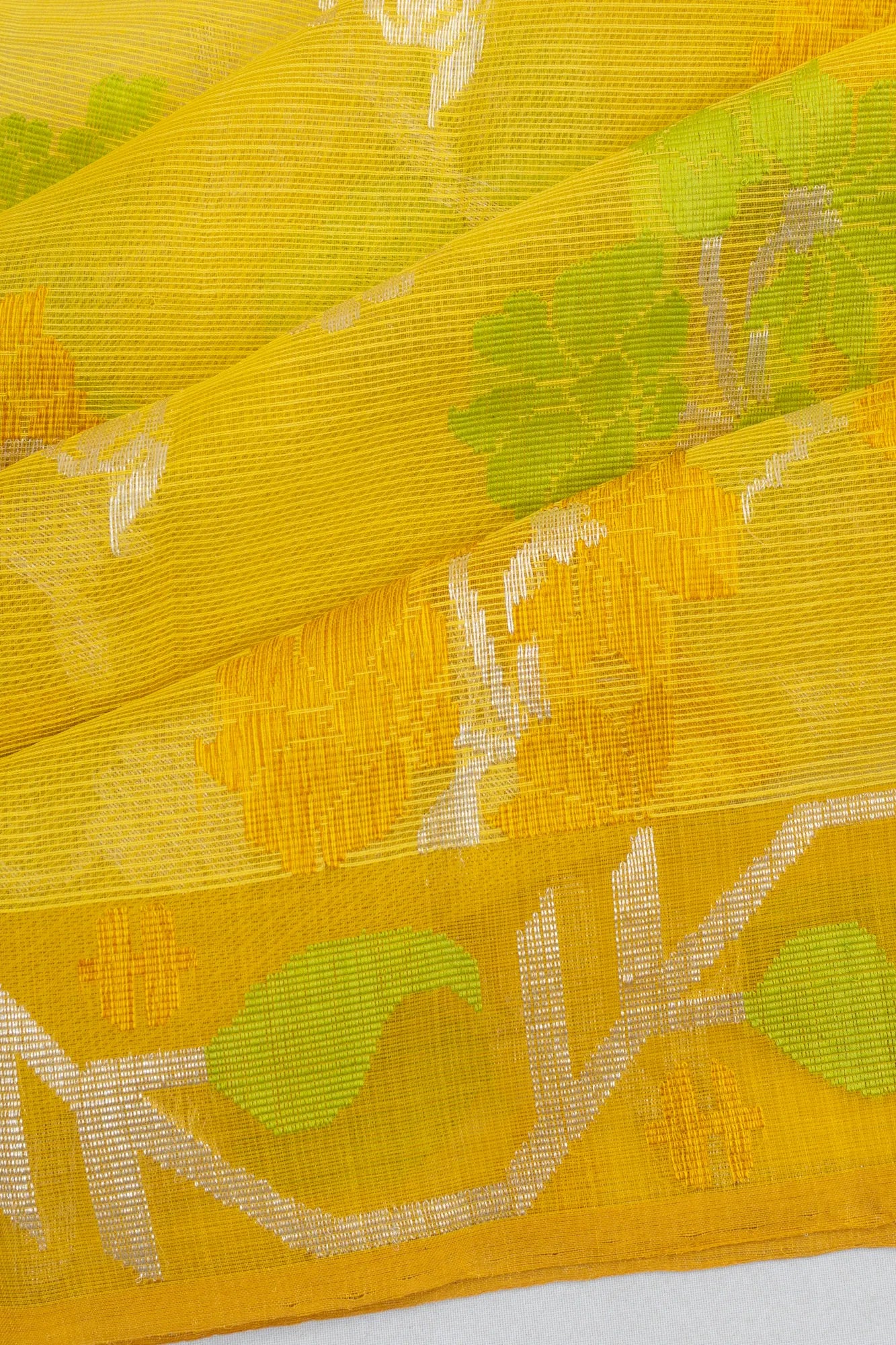 Zari Kota Cotton Jaal Yellow Saree